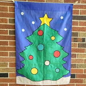 Christmas Tree porch Banner Garden Flag Window Décor 27" X 39"
